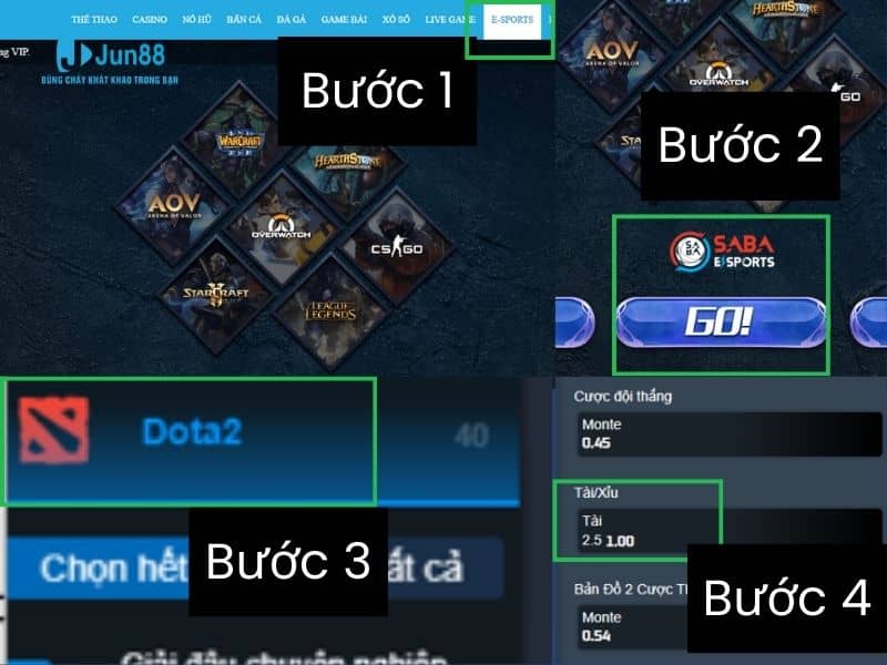 Các bước đặt cược Dota 2 chi tiết